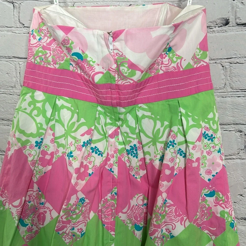 Lilly Pulitzer Pink Green Strapless Dress Size 4 Excellent Condition - Picture 6 of 9